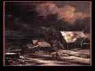 RUISDAEL Jacob Isaackszon van | Dutch painter (b. ca. 1628, Haarlem, d. 1682, Amsterdam) | Village in Winter by Moonlight | ???? | Oil on canvas, 36 x 32 cm | Staatsgalerie, Schleissheim