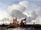 BACKHUYSEN Ludolf | Dutch painter (b. 1631, Emden, d. 1708, Amsterdam) | Ships on the Zuiderzee before the Fort of Naarden | 1660s | Oil on oak, 37,5 x 48,4 cm | Wallraf-Richartz-Museum, Cologne